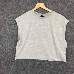Sumwon Mens XS Heather Gray Sleeveless Crop Muscle Tee Boxy Raw Hem Streetwear